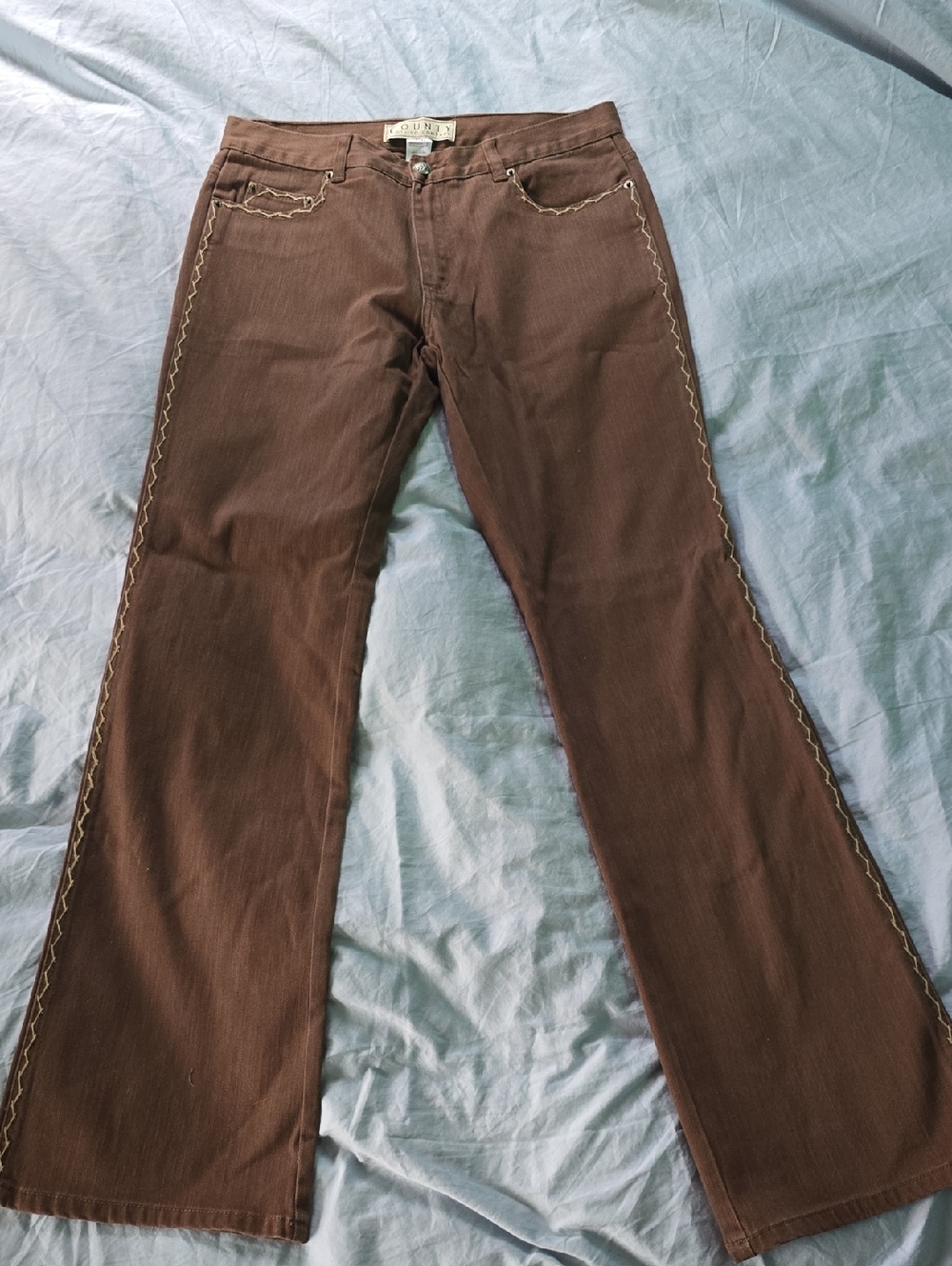 Country Clothing Company Women’s Brown Flare Jeans with Decorative Stitching